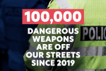 Knife graphic detailing 100,000 weapons taken off the streets